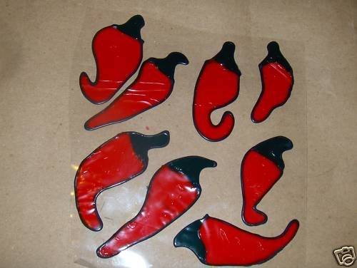 Red Peppers Faux Stained Window Cling