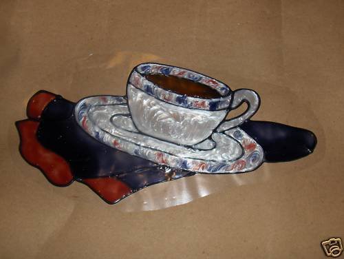 Tea cup Napkin Faux Stained Window Cling