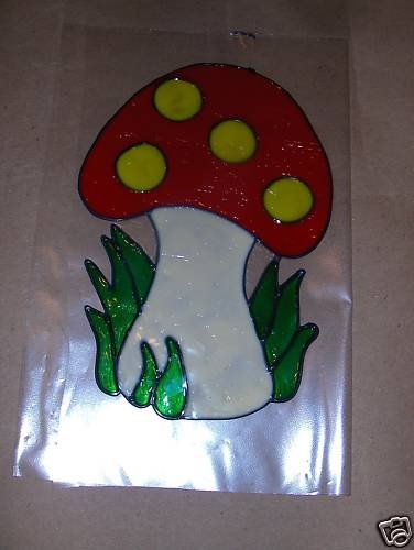 Mushrooms Faux Stained Window Cling