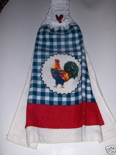 Rooster Hanging Kitchen Crochet Top Dish Towel