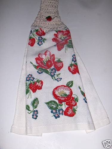 Strawberry Hanging Kitchen Crochet Top Dish Towel
