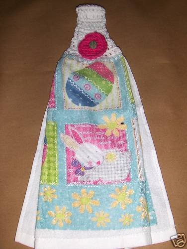 Easter Bunny Hanging Kitchen Crochet Top Dish Towel