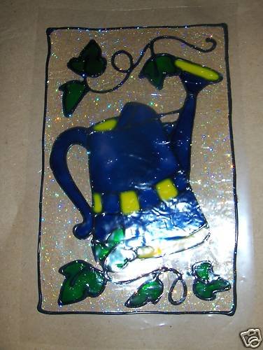 Watering Can Faux Stained Window Cling