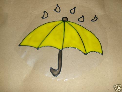 Umbrella Faux Stained Window Cling
