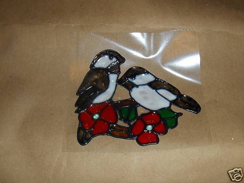 Chickadee Faux Stained Window Cling