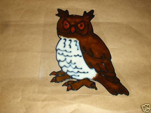 Owl Faux Stained Window Cling