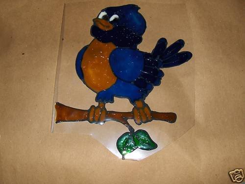 Playful Bluebird Faux Stained Window Cling