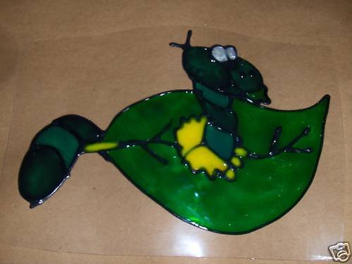 Caterpillar leaf Faux Stained Window Cling