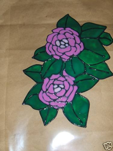 Peonies Faux Stained Window Cling