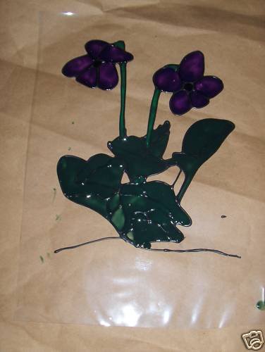 Violets Faux Stained Window Cling