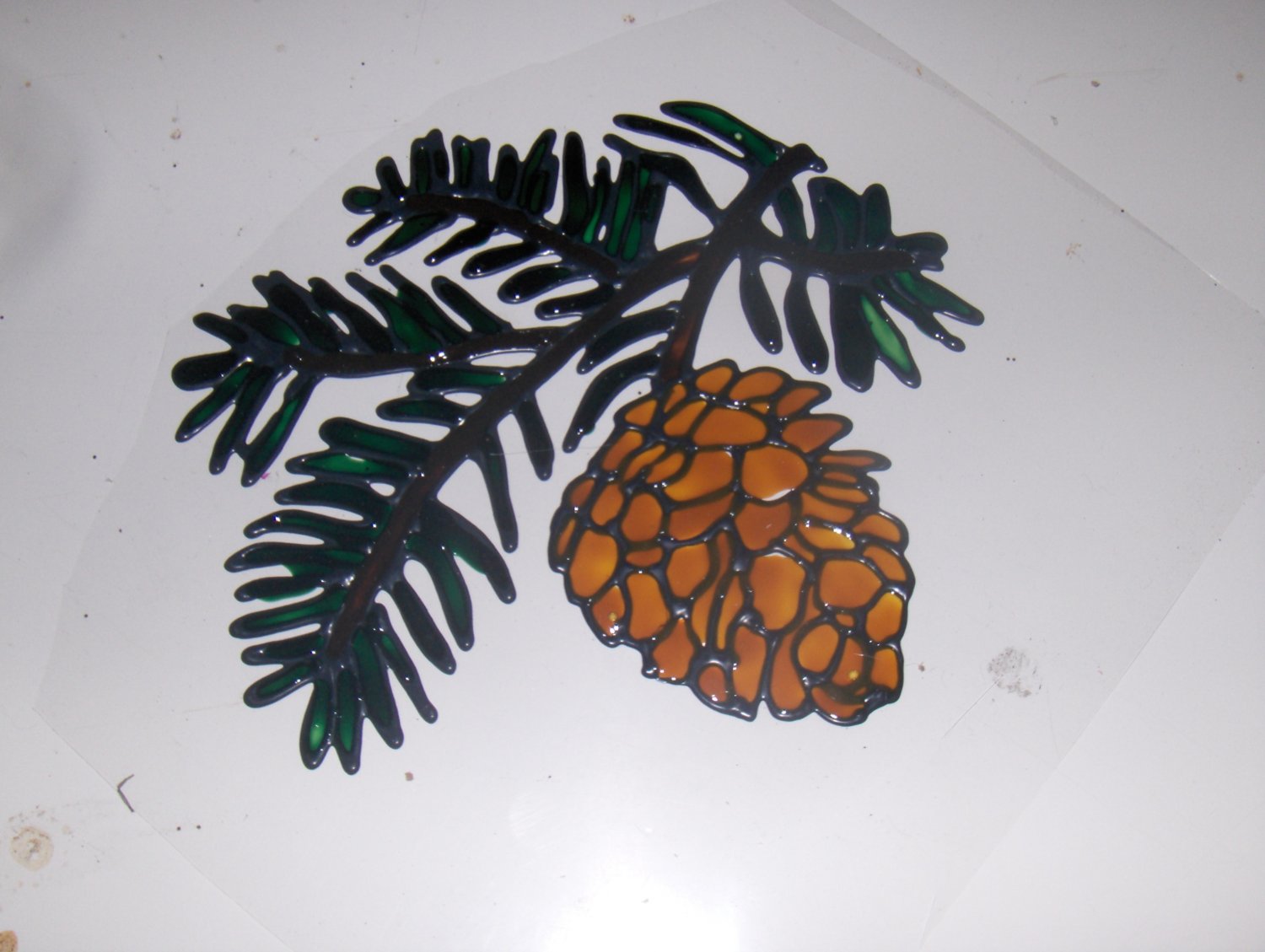 Pine Cone Faux Stained Window Cling