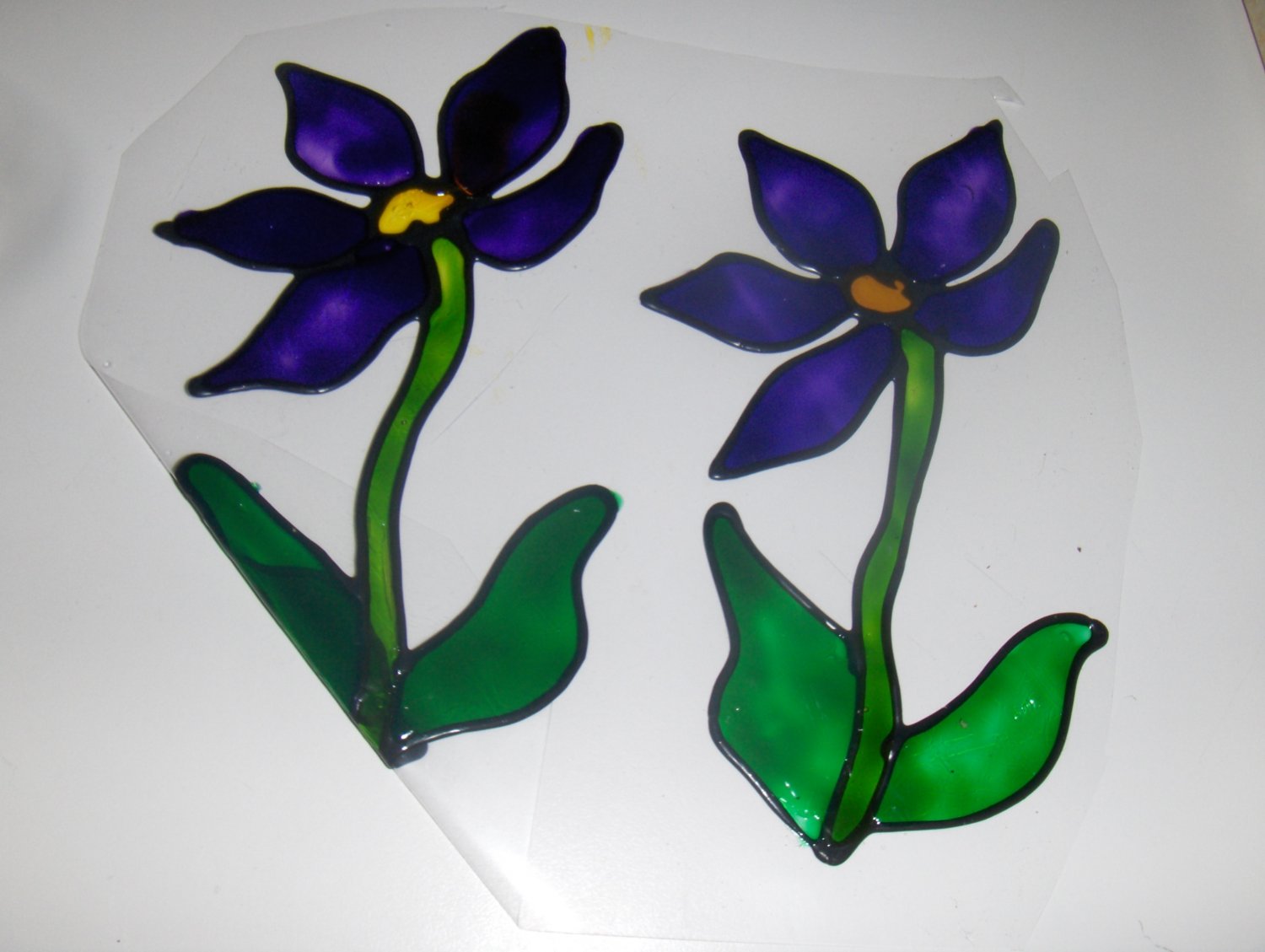 Purple Flower Faux Stained Window Cling