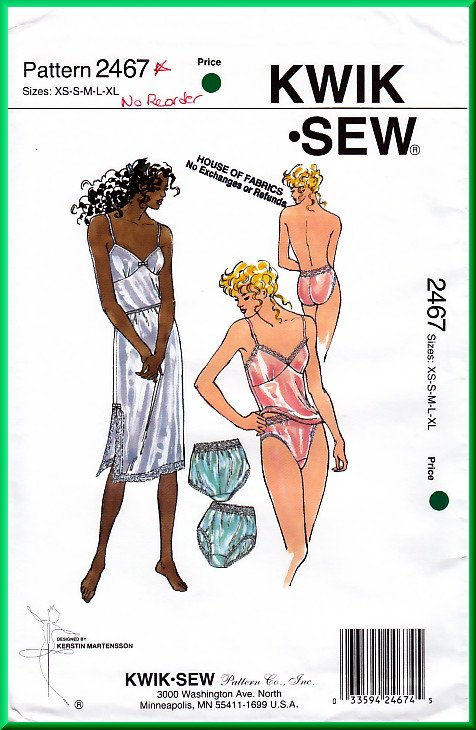 Kwik Sew Sewing Pattern Sz Xs Xl Misses Undergarment Lingerie