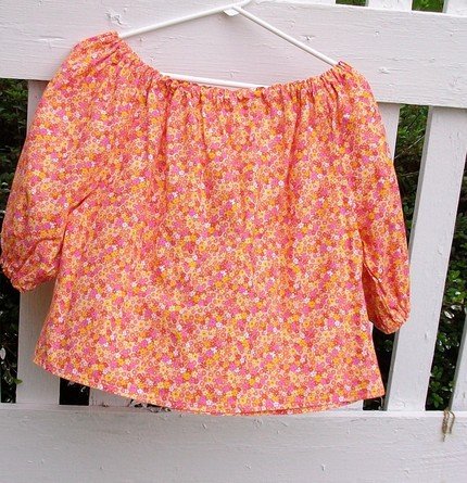 Peasant Blouse - Orange Floral