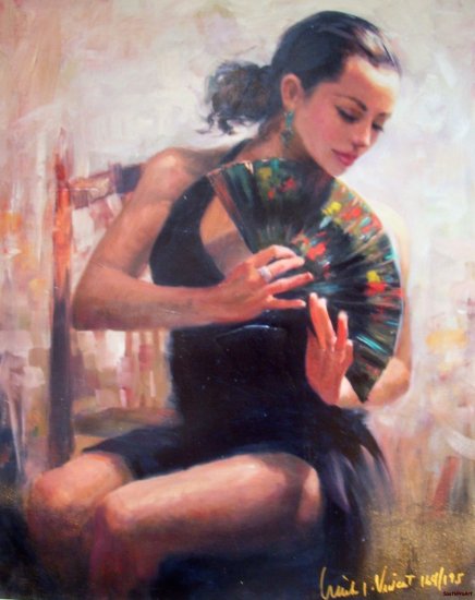 MICHAEL VINCENT SPANISH DANCER royo HS# EMBELL CANVAS