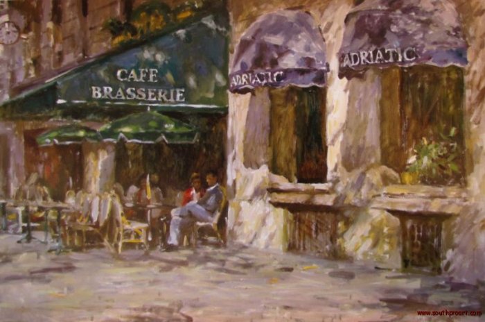 LEONARD WREN CAFE BRASSERIE PARIS FRANCE EMBELL CANVAS