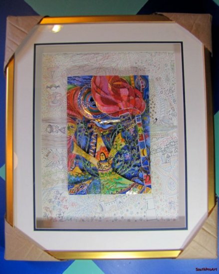 RAPHAEL ABECASSIS BURNING BUSH Jewish 3D ORIG 26" Frame