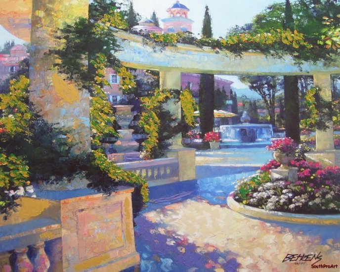 BELLAGIO GARDEN HOWARD BEHRENS EMBELL CANVAS AP Italy