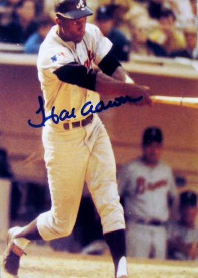 HANK AARON HOME RUN ATLANTA BRAVES AUTOGRAPH 5X7 PHOTO