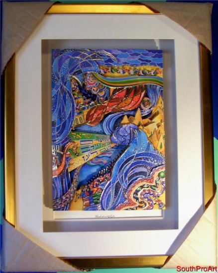RAPHAEL ABECASSIS~EXODUS~Jewish 3-D DEPOCAL Gold Framed