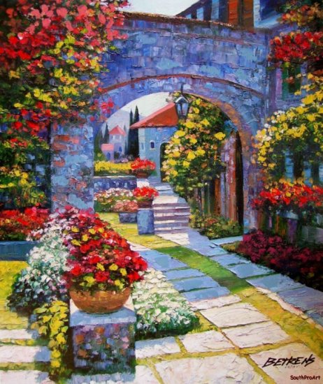 VIEW FROM VILLA HOWARD BEHRENS EMBELLISH CANVAS Italy