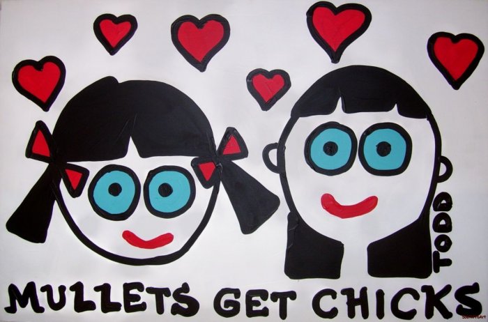 TODD GOLDMAN MULLET GET CHICKS ORIG PAINTING on CANVAS