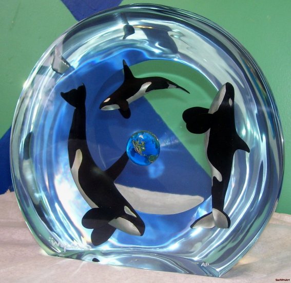 WYLAND~ORCA PLANET~ocean Shark Killer Whale AP fish COA