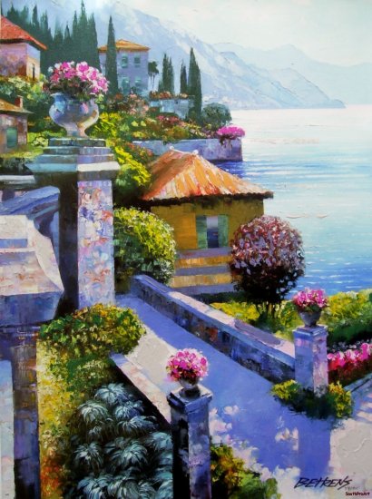 VARENNA VILLA HOWARD BEHRENS EMBELL CANVAS Italy HS&#