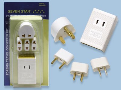 Travel Voltage Converter Kit By Seven Star- 4 International Plug Adapters Included