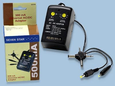 Sevenstar Universal AC/DC Power Adapter 500ma SS-104