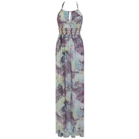 MINT GREEN LILAC BLUE JEWEL HALTERNECK GRECIAN LONG SUMMER MAXI EVENING PROM DRESS UK 12-14, US 8-10