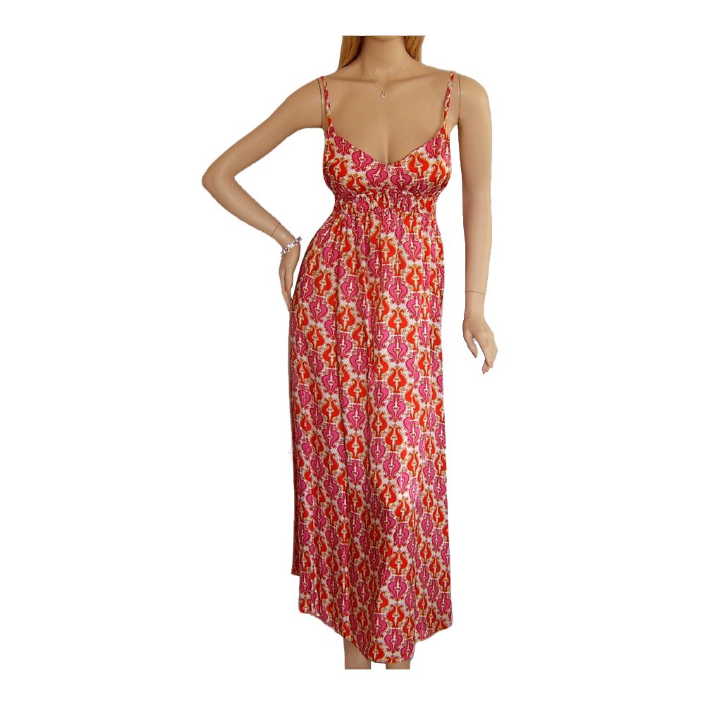PINK RED & WHITE MAXI BEACH SUMMER HOLIDAY DRESS UK SIZE 10, US SIZE 6