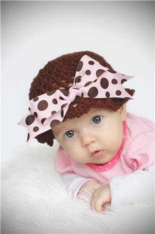 Madisyn Brown and Pink Polka Dot Bow Hat