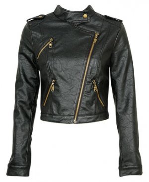 F21 Forever 21 Leather Black Motorcycle Biker Jacket (L)