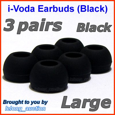Large Ear Buds Tips Pads for Sennheiser IE 6 7 8 8i / MM 50 iP iPhone 200 30i 70i 80i Travel @Black