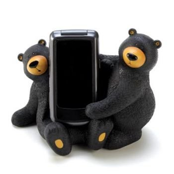 Black Beary Bear Couple Decorative Cell Phone Holder
