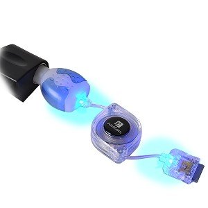 JustCom 31" -- 12-24V Retractable Car Power Adapter w/Blue LEDs for iPod (Clear)
