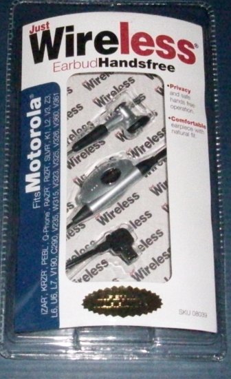 Brand New JUST WIRELESS Earbud Handsfree - MOTOROLA Model#08039