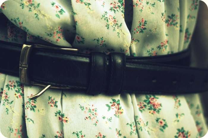 Black Leather Belt w/Gold Buckle