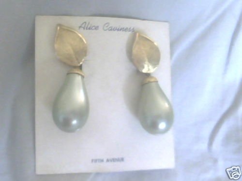 ALICE CAVINESS Gold/Green Dangle Clip On Earrings