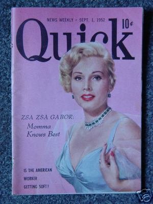 QUICK NEWS WEEKLY - Sept. 1, 1952 - ZSA ZSA GABOR Cover