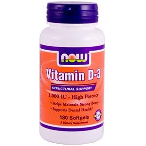 Now Foods, Vitamin D-3, 1000 IU, 180 Softgels