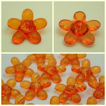 Lot 24 pcs 40L Clear Crystal Light Orange Flower 2 Hole Buttons