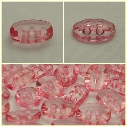 Lot 24 pcs 24L Clear Crystal Light Pink Oval 2 Hole Buttons