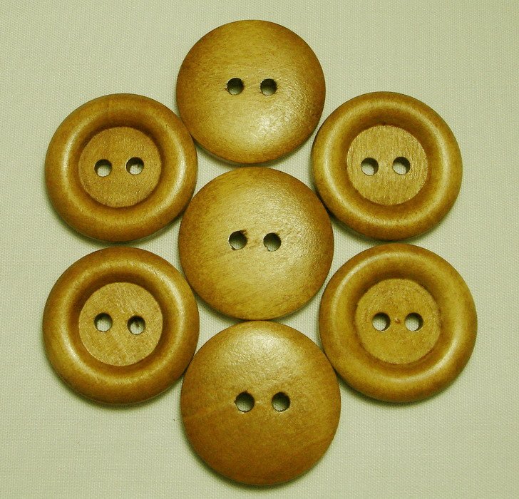 Lot 24 pcs 48L Handmade Wood Round Brown Buttons Premium Quality