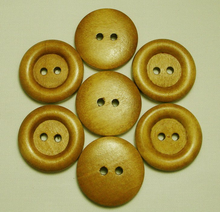 Lot 24 pcs 40L Handmade Wood Round Brown Buttons Premium Quality