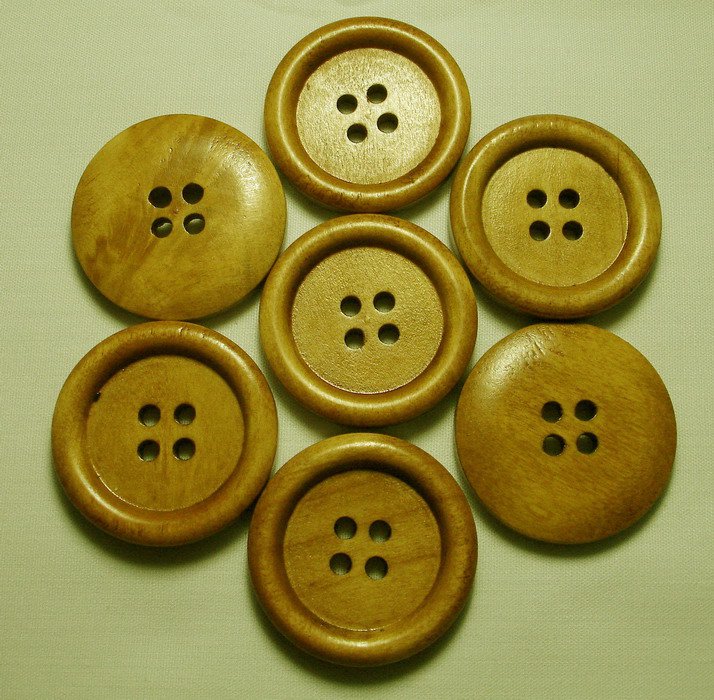 Lot 24 pcs 40L Handmade Wood Round Brown 4 Hole Buttons Premium Quality
