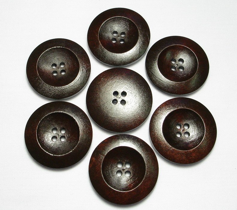 Lot 24 pcs 42L Handmade Wood Round Dark-Brown 4 Hole Buttons Premium Quality