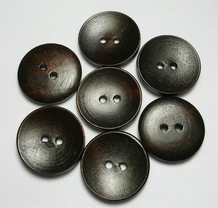 Lot 24 pcs 32L Handmade Wood Round Dark-Brown 2 Hole Buttons Premium Quality