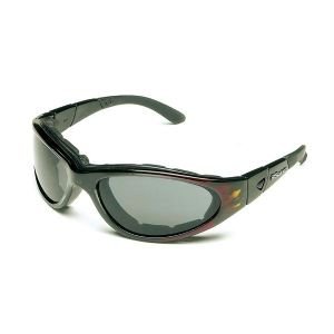BSG BLACK W/RED FLAMES FRAME SMOKE GREEN/YELLOW/CLEAR LEN.